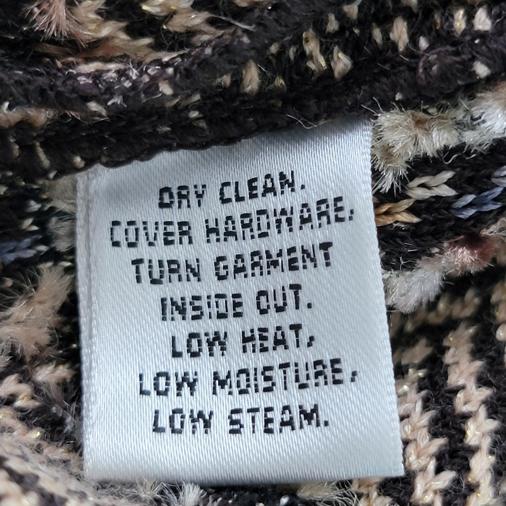 St. John Knit Jacket Women 6 Brown Chevron Plaid Metallic Zip Front Old Money - Picture 6 of 16